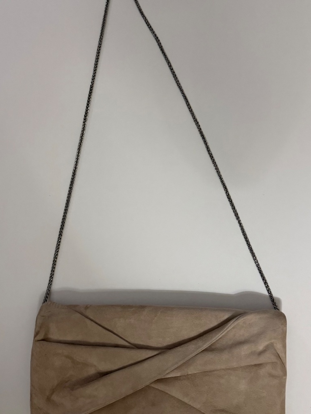 Reiss Suede Cream Clutch w/chain strap - Picture 5 of 10